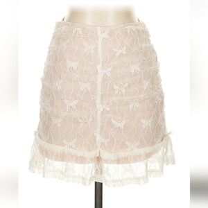 FREE- White Nude Lace Butterfly Print Skirt
